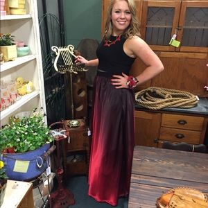 Red and Black ombre prom dress, size 8, pockets!